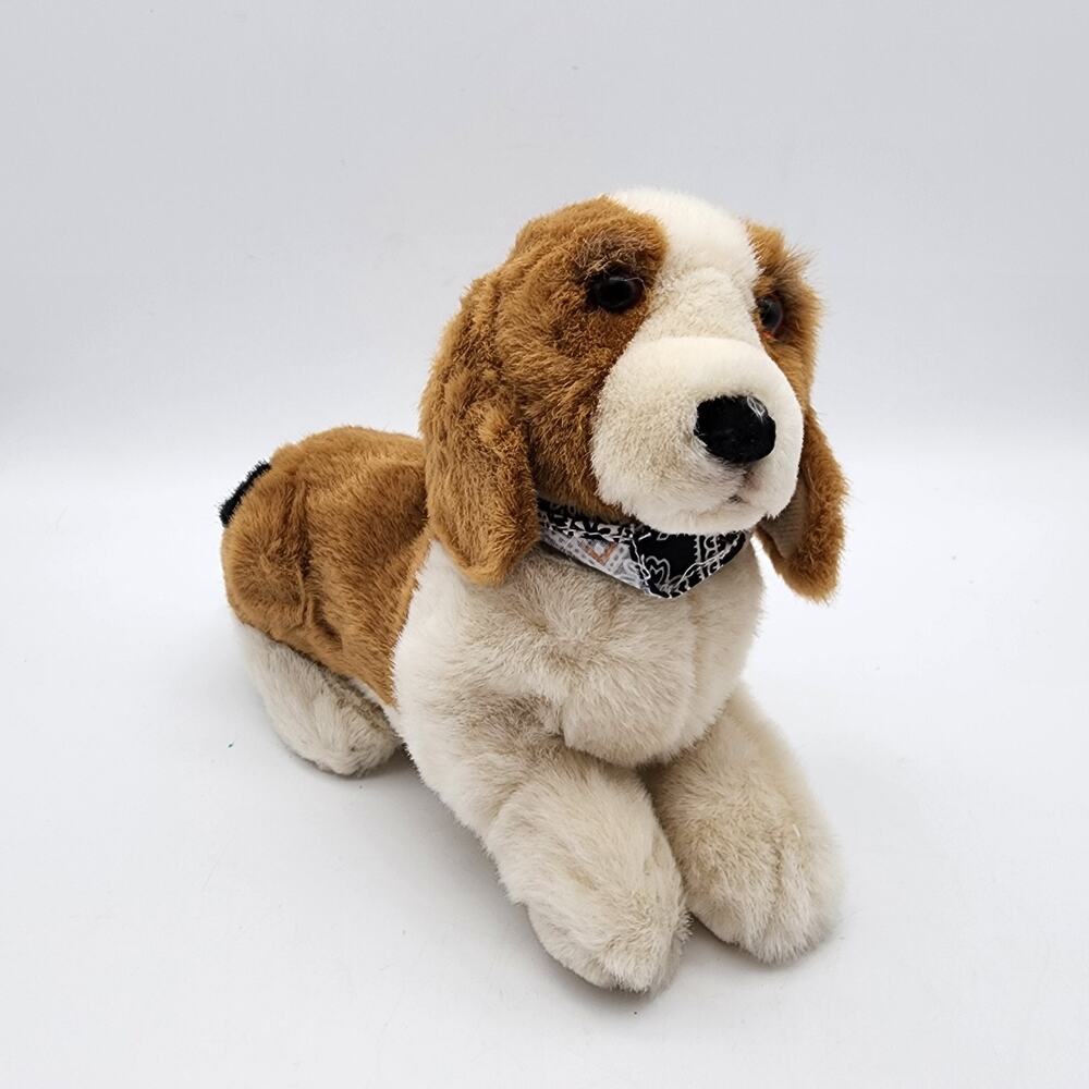 Vintage Dakin Boomer Dog Plush 9" Beagle Brown White Barks Orange Eyes Huggables